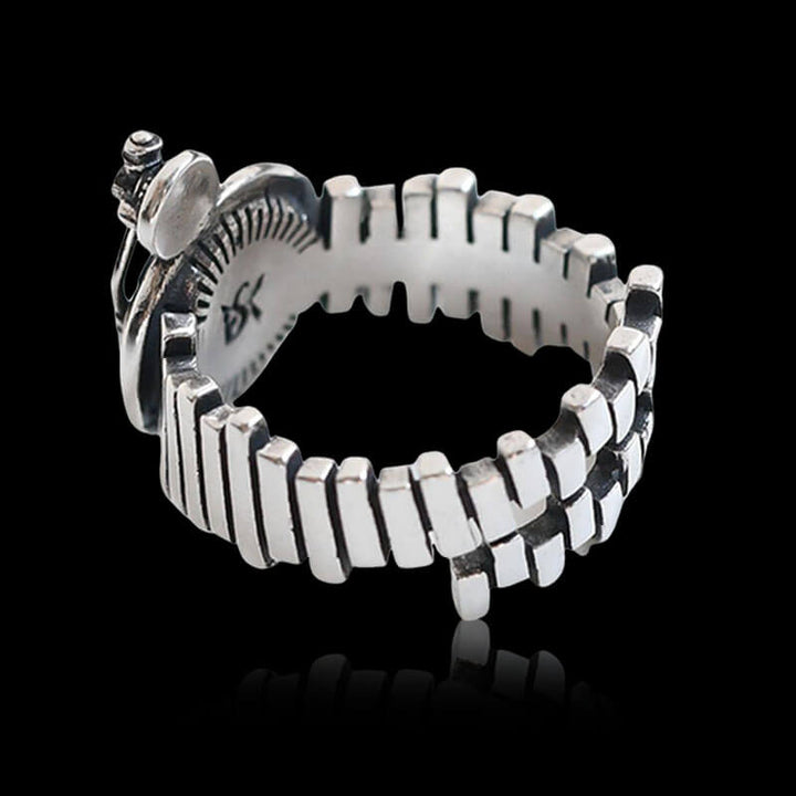 Vinyl Record Player 925 Sterling Silver Open Ring 05 | RoyalLuster.com