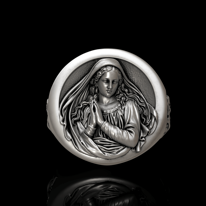 Virgin Mary Prayer 925 Sterling Silver Ring