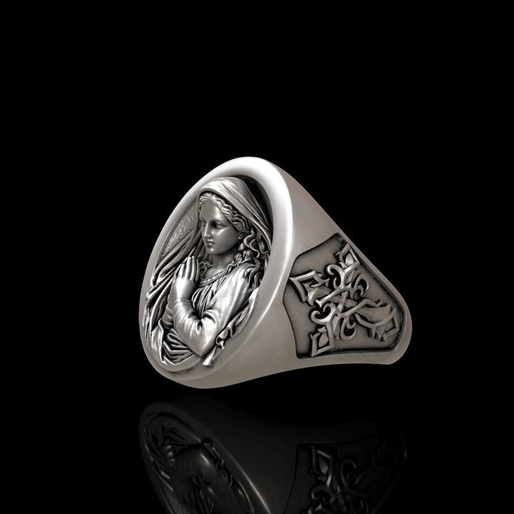 Virgin Mary Prayer 925 Sterling Silver Ring