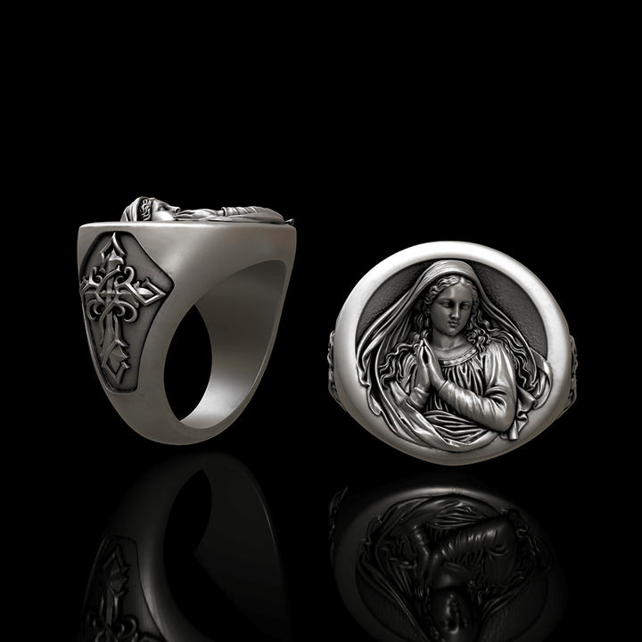 Virgin Mary Prayer 925 Sterling Silver Ring