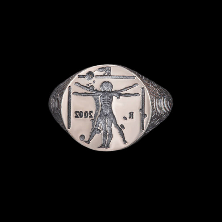 Vitruvian Man 925 Sterling Silver Ring