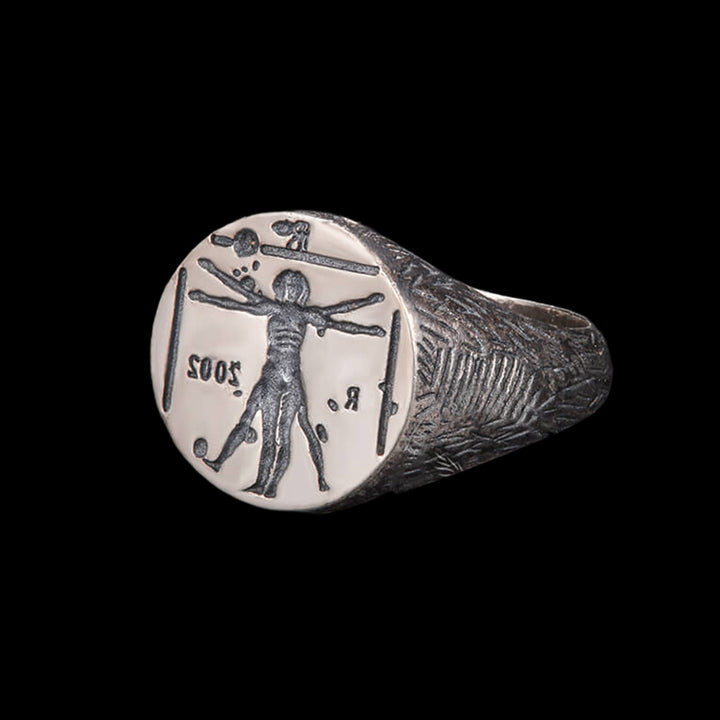 Vitruvian Man 925 Sterling Silver Ring