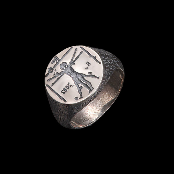 Vitruvian Man 925 Sterling Silver Ring