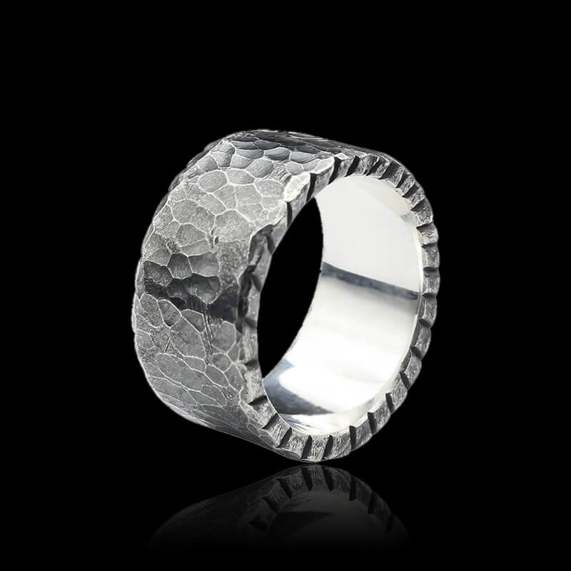 Wide Hammered 999 Sterling Silver Ring 01 | RoyalLuster.com