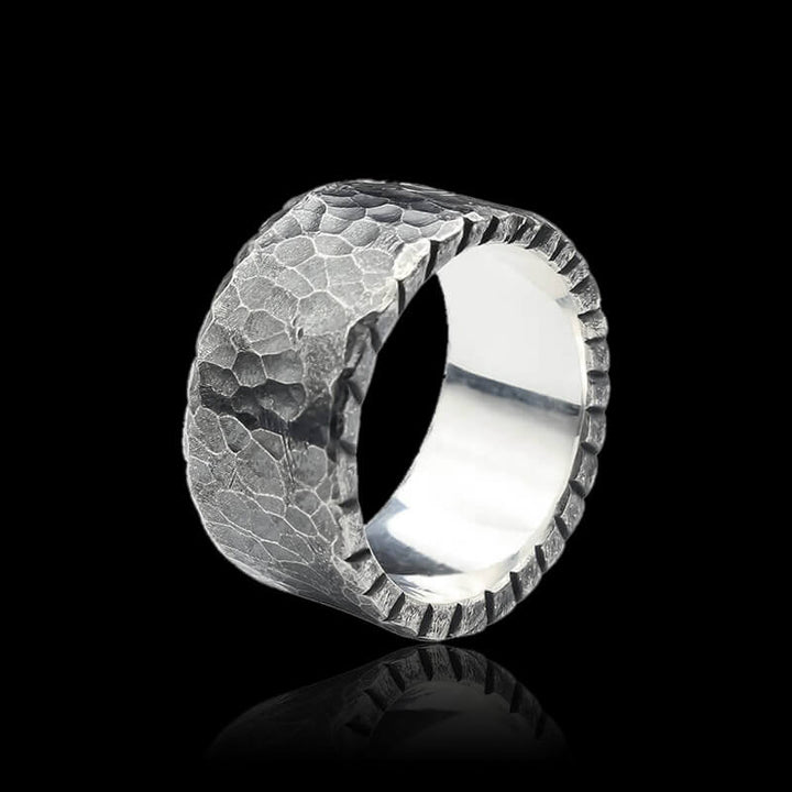 Wide Hammered 999 Sterling Silver Ring 01 | RoyalLuster.com