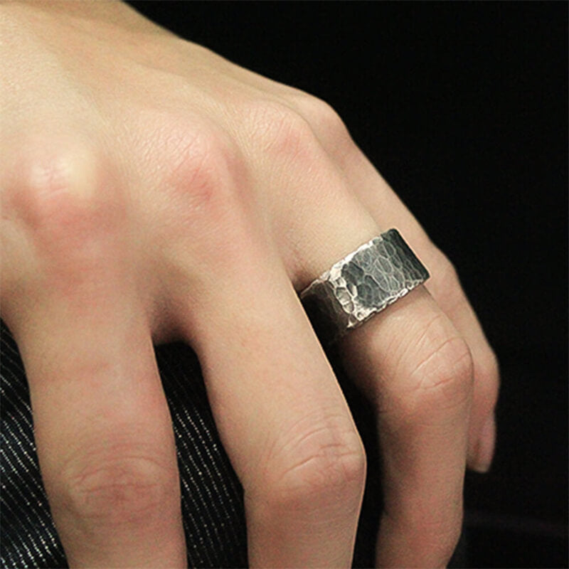Wide Hammered 999 Sterling Silver Ring 02 | RoyalLuster.com