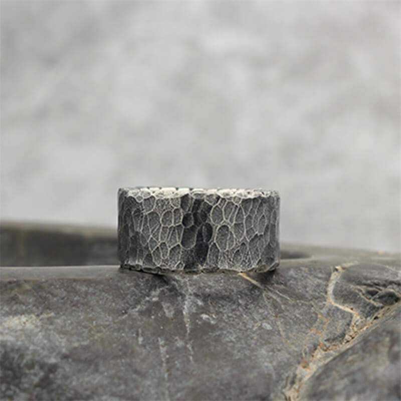 Wide Hammered 999 Sterling Silver Ring 05 | RoyalLuster.com