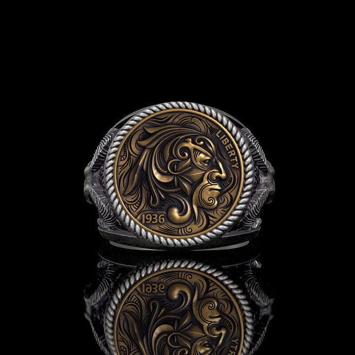 Wild Man 925 Sterling Silver Hobo Nickel Ring