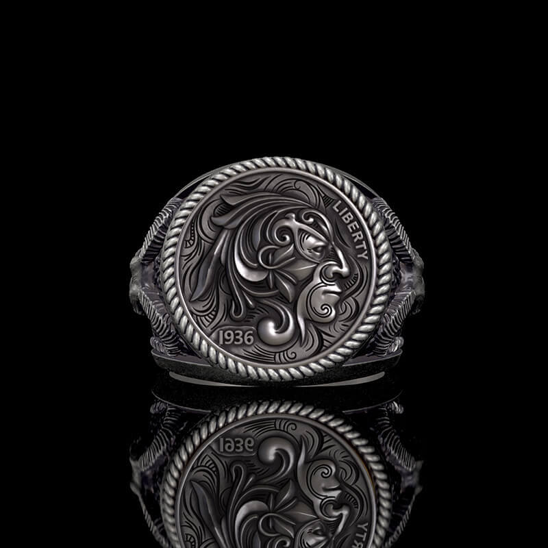 Wild Man 925 Sterling Silver Hobo Nickel Ring