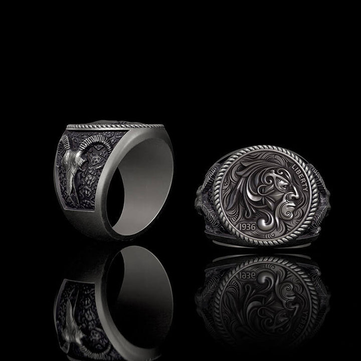 Wild Man 925 Sterling Silver Hobo Nickel Ring