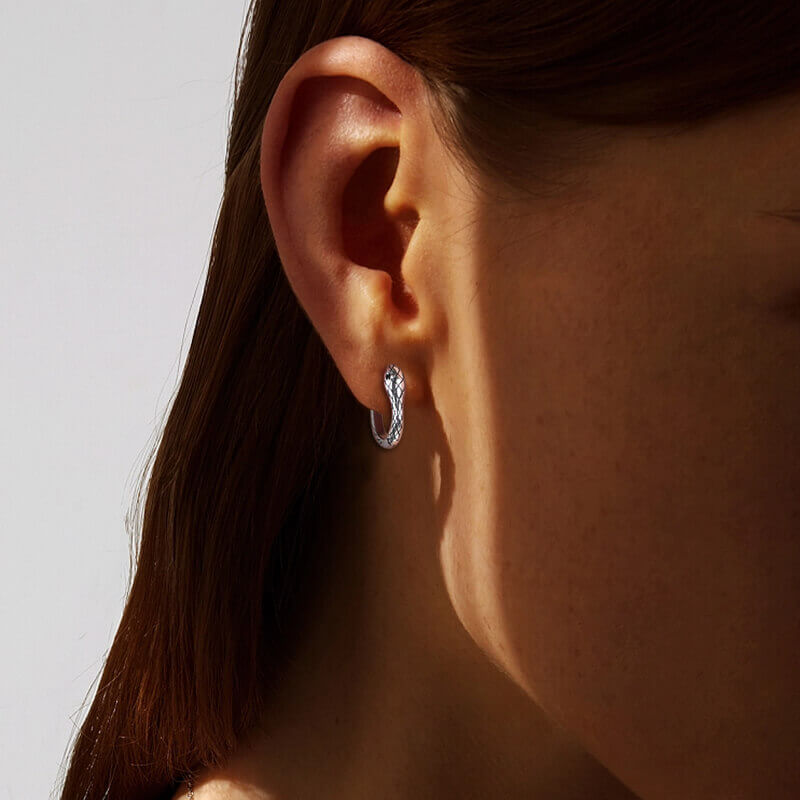 Wild Snake 925 Sterling Silver Hoop Earrings