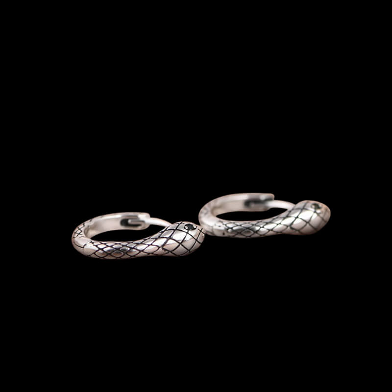 Wild Snake 925 Sterling Silver Hoop Earrings