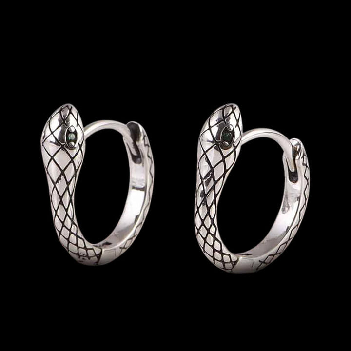 Wild Snake 925 Sterling Silver Hoop Earrings