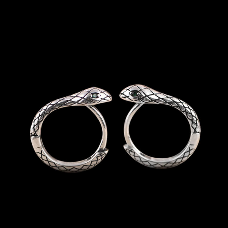 Wild Snake 925 Sterling Silver Hoop Earrings