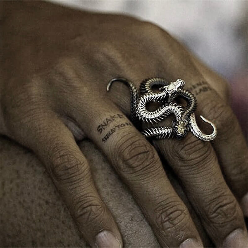 Winding Snake 925 Sterling Silver Men's Ring 04 | RoyalLuster.com