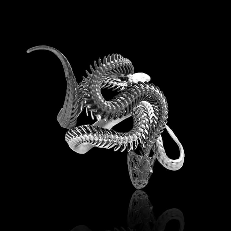 Winding Snake 925 Sterling Silver Men's Ring 03 | RoyalLuster.com
