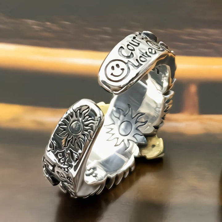 Winged Cross 925 Sterling Open Silver Ring 05 | RoyalLuster.com