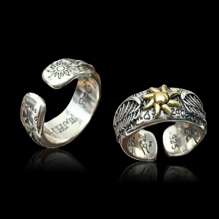 Winged Sun 925 Sterling Silver Open Ring 03 | RoyalLuster.com