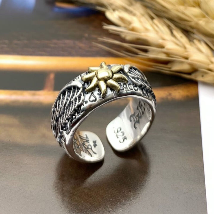 Winged Sun 925 Sterling Silver Open Ring 05 | RoyalLuster.com