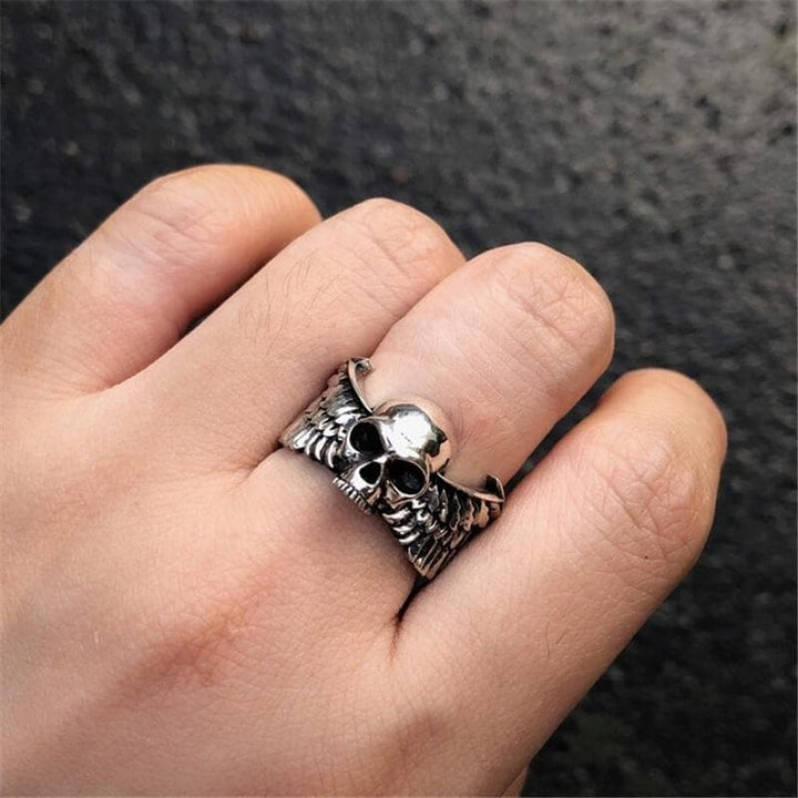 Winged Skull 925 Sterling Silver Ring