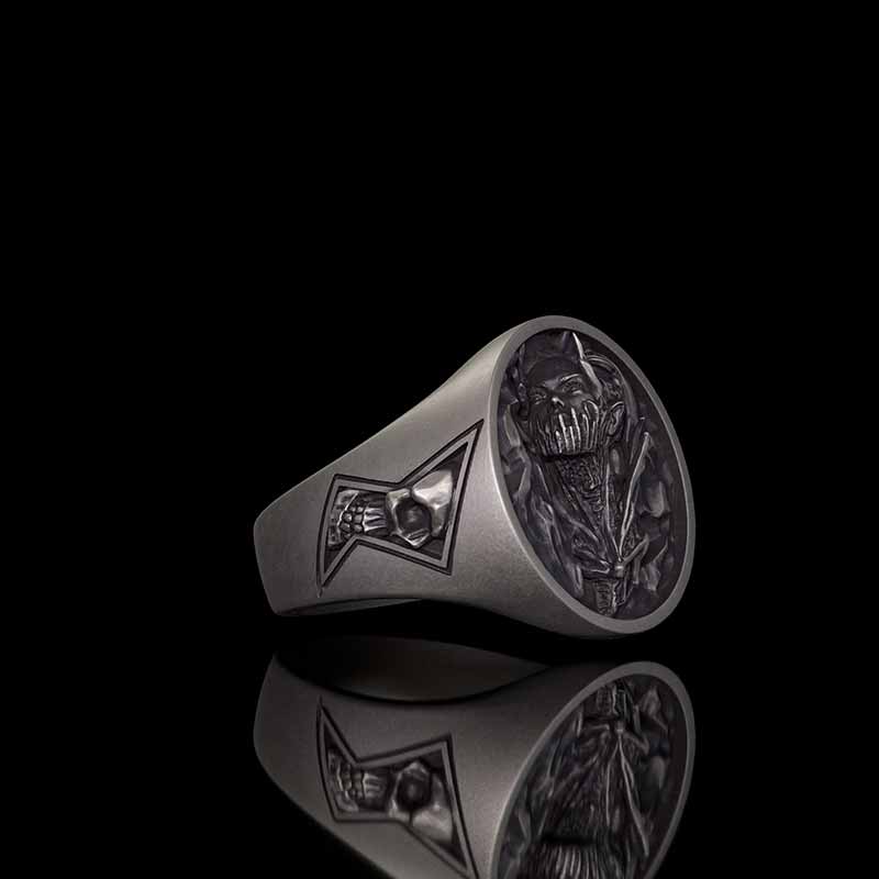 Witch Demon Lightning Skull Sterling Silver Ring | Gthic.com