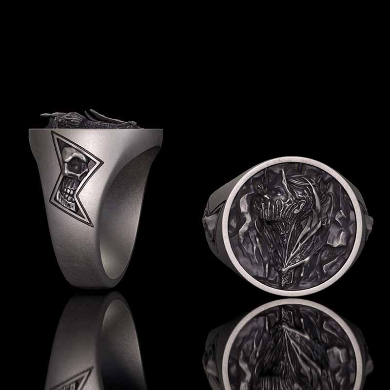 Witch Demon Lightning Skull Sterling Silver Ring | Gthic.com