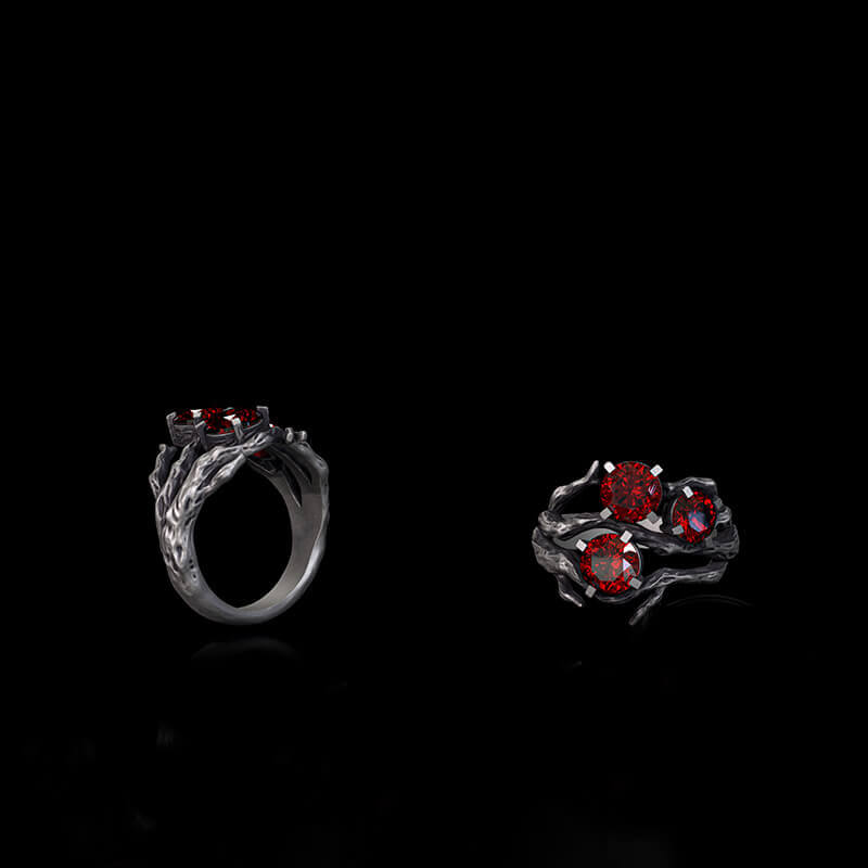 Withered Branch Zircon Sterling Silver Ring