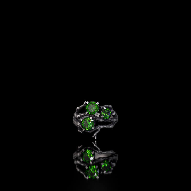 Withered Branch Zircon Sterling Silver Ring | RoyalLuster.com