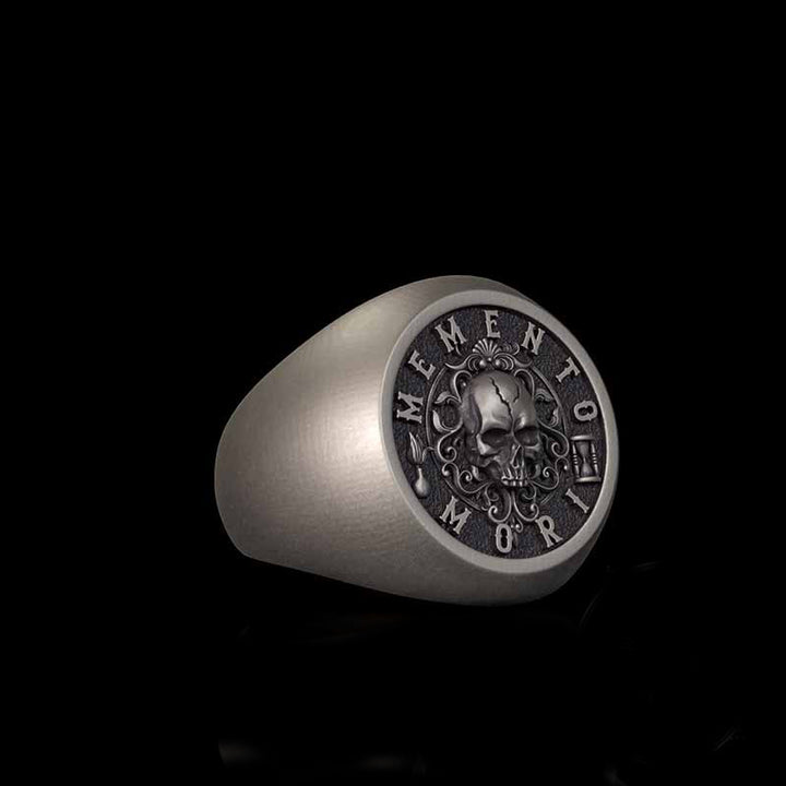 Wreath Skull Memento Mori Letters Sterling Silver Ring