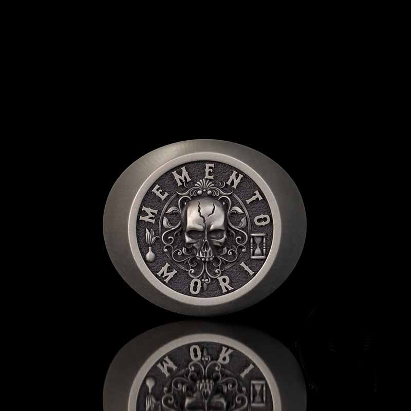 Wreath Skull Memento Mori Letters Sterling Silver Ring