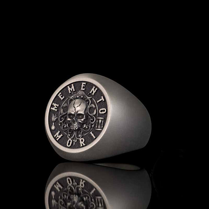 Wreath Skull Memento Mori Letters Sterling Silver Ring