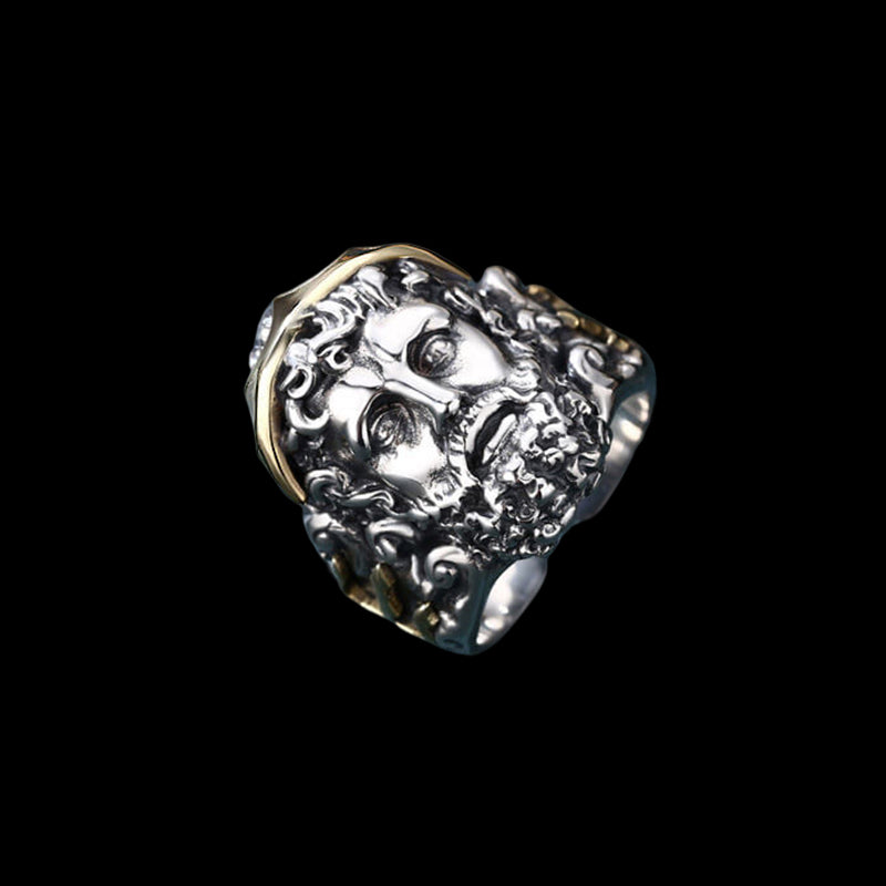 Zeus Head 925 Sterling Silver Open Ring