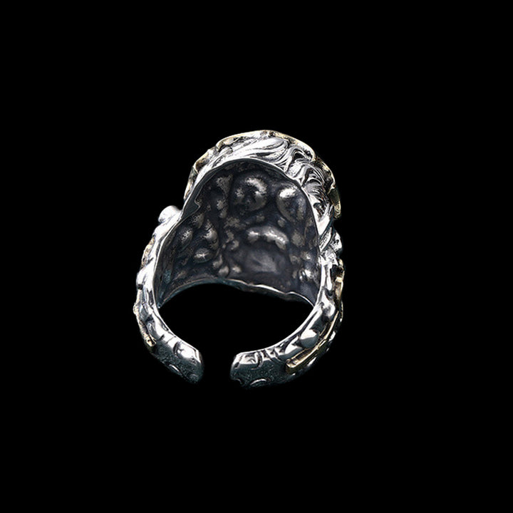 Zeus Head 925 Sterling Silver Open Ring