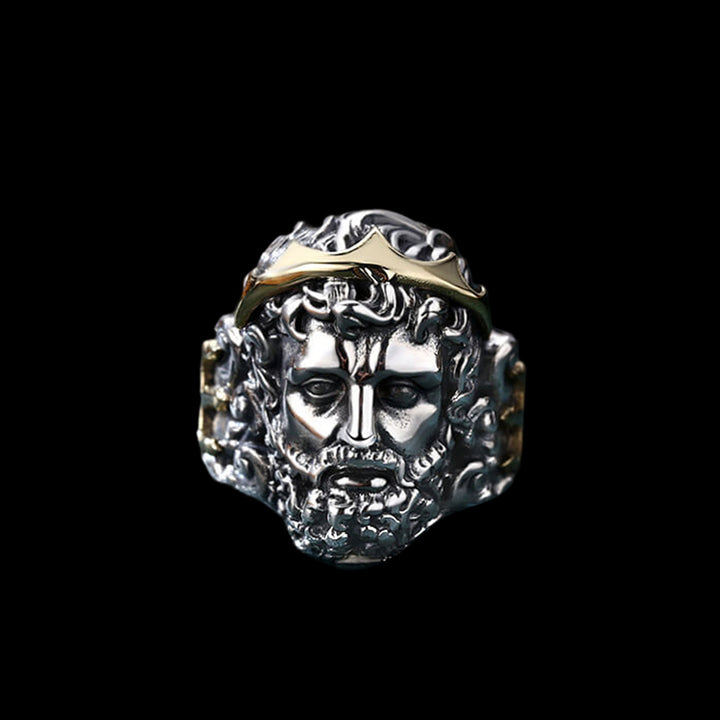 Zeus Head 925 Sterling Silver Open Ring