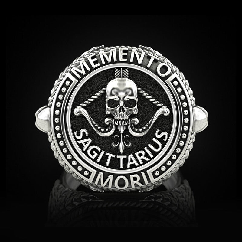 Zodiac Signs 925 Sterling Silver Skull Ring