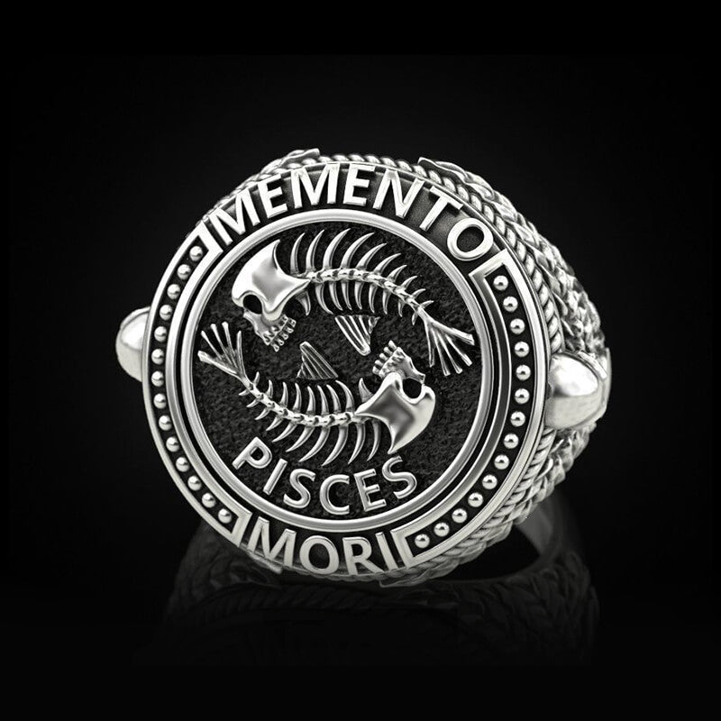 Zodiac Signs 925 Sterling Silver Skull Ring