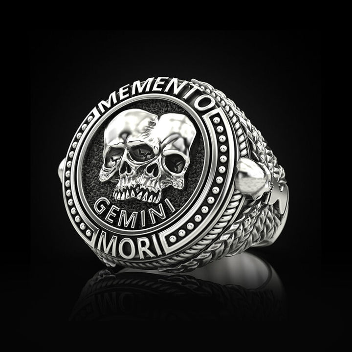 Zodiac Signs 925 Sterling Silver Skull Ring