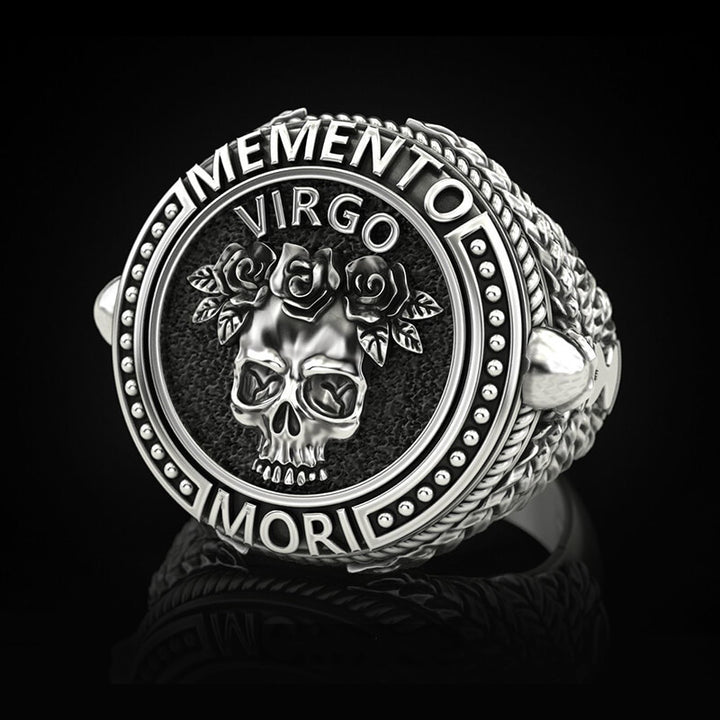 Zodiac Signs 925 Sterling Silver Skull Ring