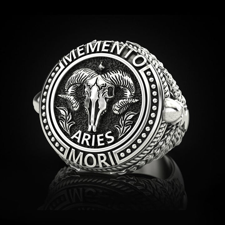 Zodiac Signs 925 Sterling Silver Skull Ring