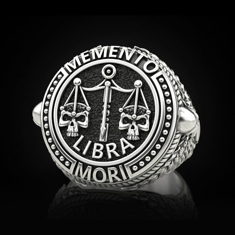 Zodiac Signs 925 Sterling Silver Skull Ring