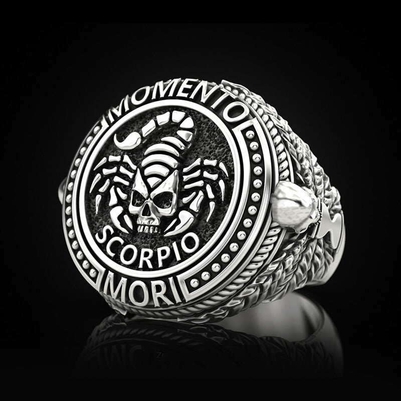 Zodiac Signs 925 Sterling Silver Skull Ring