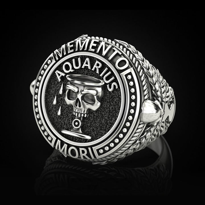 Zodiac Signs 925 Sterling Silver Skull Ring