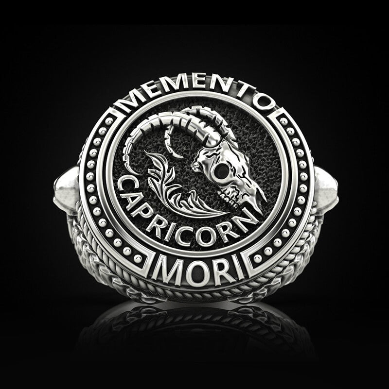 Zodiac Signs 925 Sterling Silver Skull Ring