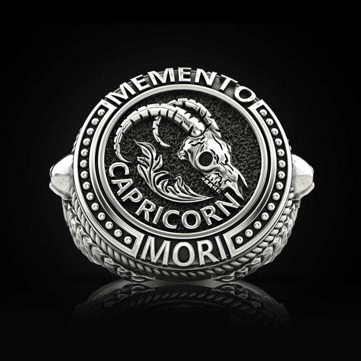 Zodiac Signs 925 Sterling Silver Skull Ring